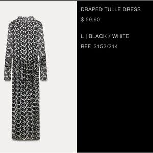Zara Draped Tulle Polka Dot Dress